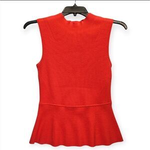 Talbots Sweater Vest‎ Orange Small Savannah Ribbed Peplum Sleeveless Classic